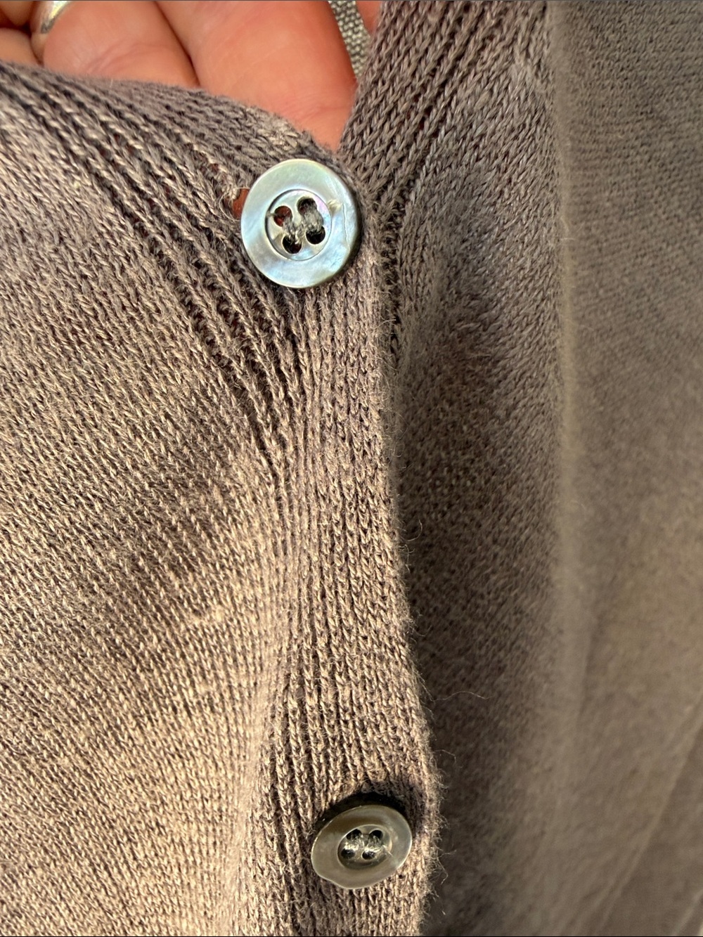 Eileen Fisher Brown V-Neck Linen Pocket Cardigan, Size XS. - Picture 7 of 8